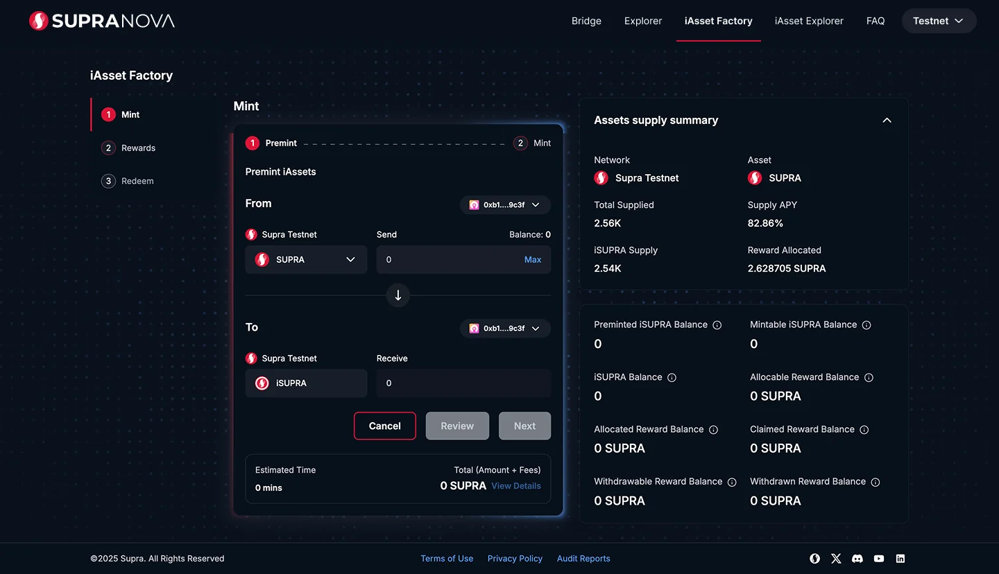 Premint iAsset Bridge Transaction Supra